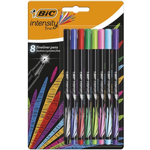 Feutres d'&eacute;criture Bic intensity - Pointe fine - 8 pcs - Bic - couleur variant