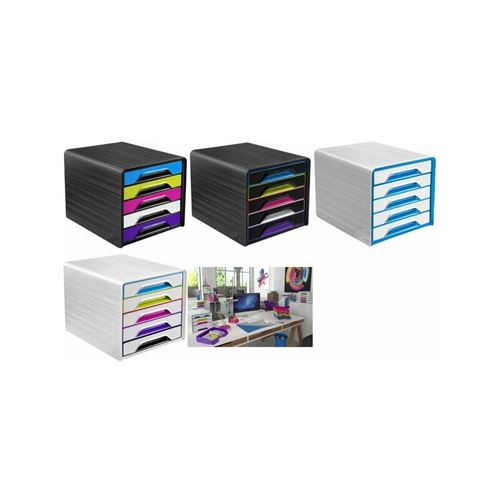 CEP Module de classement Smoove GLOSS, 5 tiroirs, blanc/bleu