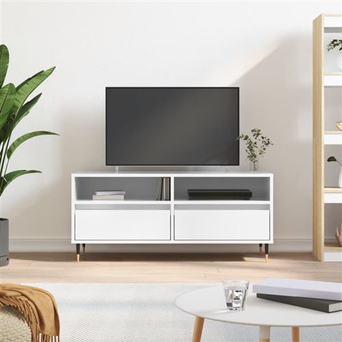 VIDAXL - Meuble TV - Blanc - 100x34,5x44,5 cm - Image 3