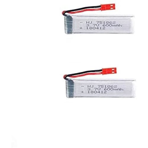 Batterie Lipo Rechargeable 3.7V 600mAh pour Drones RC Compatible avec UDI U817, WLtoys V959, Syma X5C, JJRC 2 Pièces 65X17X8 mm - 17,5 gr, Argent