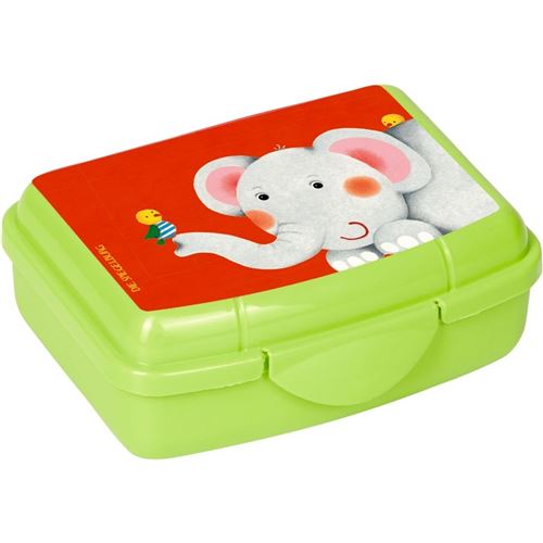 Mini Boîte à déjeuner motif Eléphant - Verte rouge