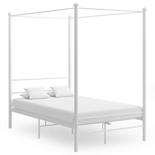 Non Communiqué Blanc Cadre De Lit À Baldaquin Sans Matelas 140X200 Cm Métal