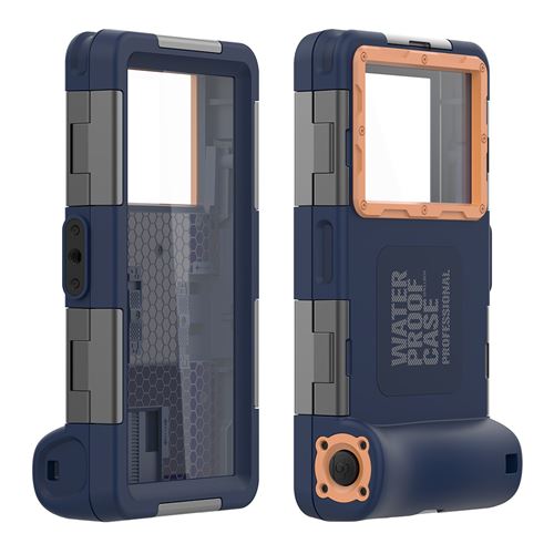Coque de téléphone plongée professionnel universel FONGWAN pour iPhone Samsung Galaxy Huawei-Bleu gris