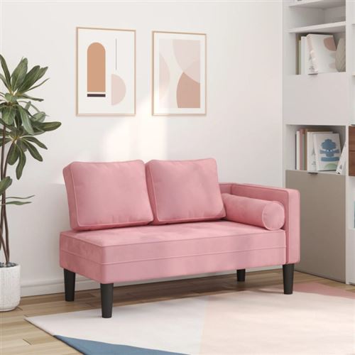 Chaise Lounge Con Cuscini Rosa In Velluto - Vidaxl
