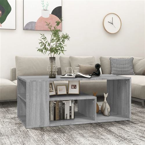 vidaXL - Table basse - Sonoma - Gris - 100x50x40 cm - Image 2
