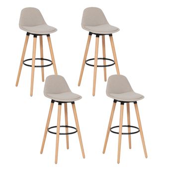 Atmosphera - Lot de 4 chaises de bar avec coussin MAXON - Beige - Maxon - 1