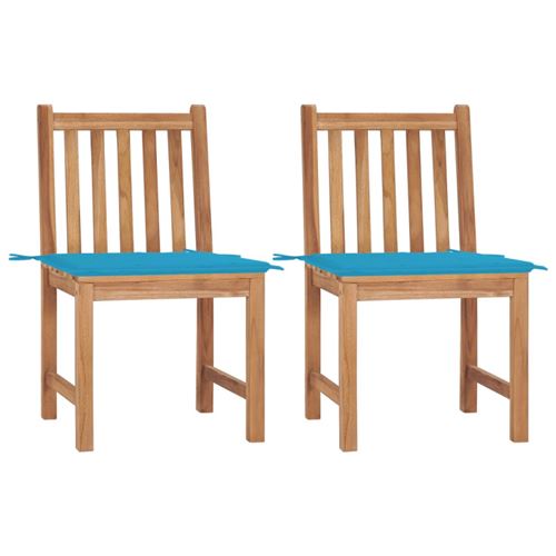 Vidaxl Chaises De Jardin Lot De 2 Avec Coussins - Bois De Teck Massif - Image 3