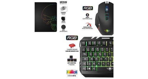 Pack Clavier semi mécanique Pro-K5, souris RGB et tapis pour