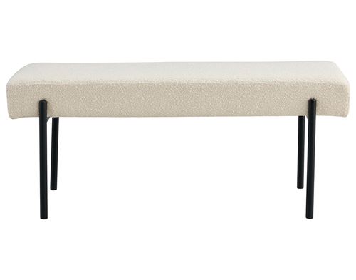 Bestmobilier Blanc Romeo - Banc - Tissu Bouclette - 100 Cm - Image 2
