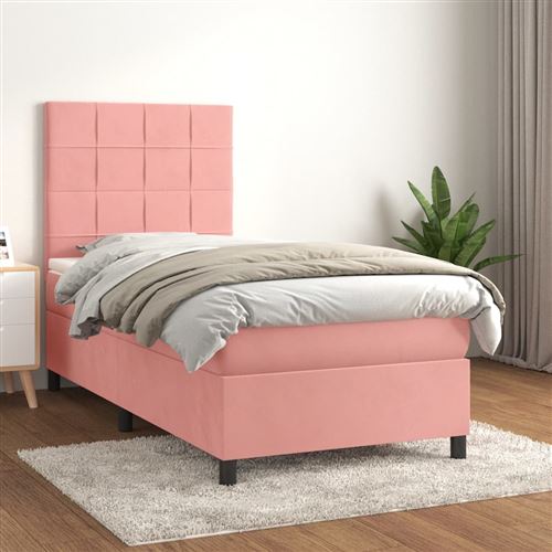 vidaXL Sommier à lattes de lit et matelas Rose 80x200 cm Velours3142994