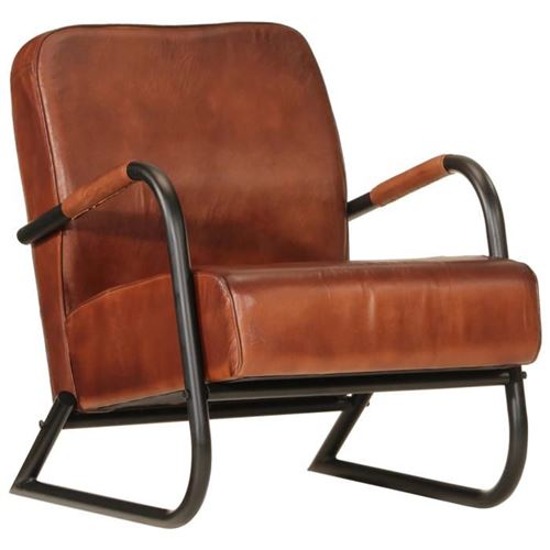 Non Communiqué Marron Vidaxl Fauteuil Echt Leer