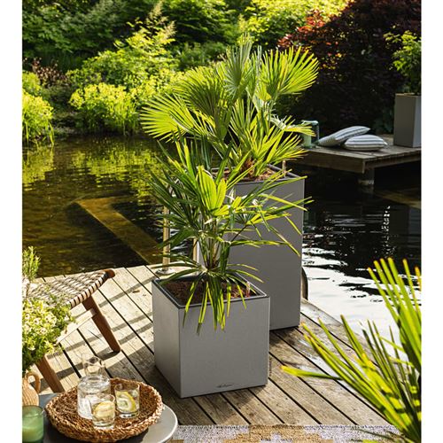 LECHUZA Jardinière CANTO Stone 40 LED Low ALL-IN-ONE 40x40 cm