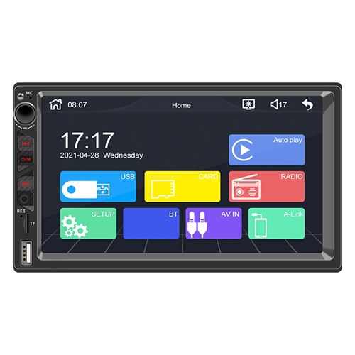 AutoRadio Universel 7 Pouces HD Avec Carplay Bluetooth FM Micro SD et Fonctions Auxiliaires + SD 4Go YONIS