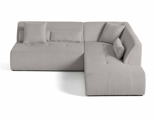 Bestmobilier Onyx/Gris/Clair - Canapé Modulable D'angle Droit - 5 Places - En Velours Côtelé - Image 3