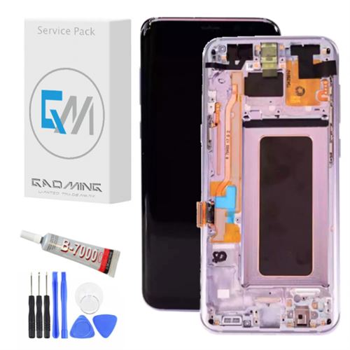 kit Gaoming - écran tactile et LCD assemblés pour Samsung Galaxy S8 avec châssis rose GH97 SM-G950 G950F/DS G950U G950A avec UV glue et outils
