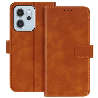 Étui Portefeuille pour Oppo Reno 14 avec Rabat Aimanté et Fonction Support Avizar Marron - 1