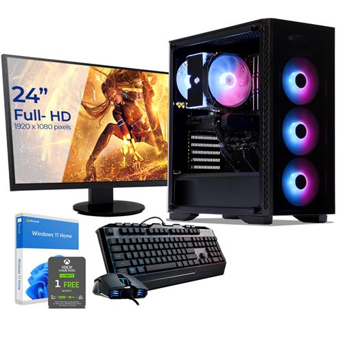 Sedatech Pack PC Pro Gamer Watercooling • Intel i9-10900F • RTX 3070 • 16Go RAM • 1To SSD M.2 • 2To HDD • Windows • Moniteur 23.6