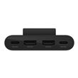 Hub Belkin BoostCharge 4 ports 2 USB-C et 2 USB-A avec câble de 2 m Noir