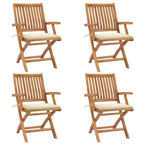 Non Communiqué Vidaxl Chaises Pliables De Jardin Avec Coussins 4 Pcs Teck Solide