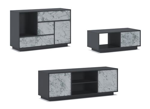 Ensemble meuble sejour Gris Blanc