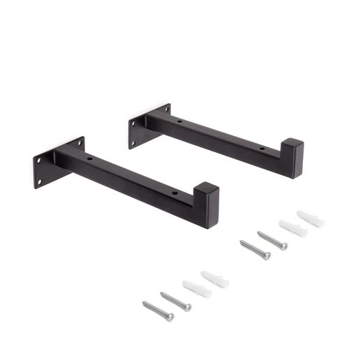 Emuca Noir Jeu De Supports Pour Étagères En Bois Shelf Droit Avec Tube Carré, Acier, Peint En - Image 3