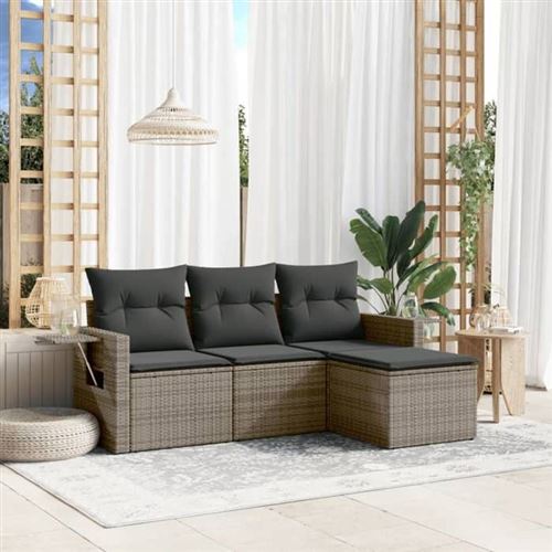 Vidaxl Gris Salon De Jardin 4 Pcs - Image 2