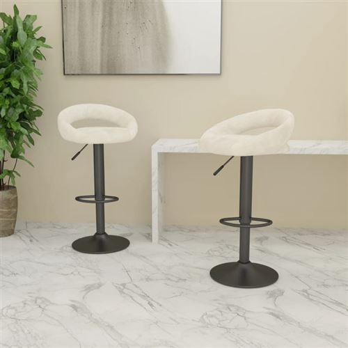 Vidaxl Tabourets De Bar Lot De 2 Crème Velours - Image 3