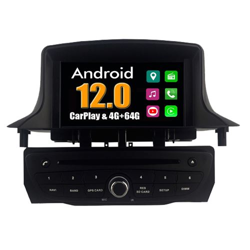 Autoradio CarPlay Multimédia RoverOne Android 4Go RAM 64Go ROM GPS pour Renault Megane 3 Fluence 2009-2011 / Noir