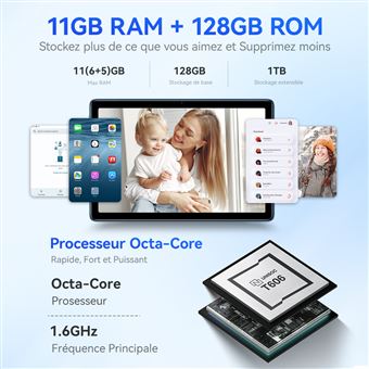 Tablette tactile Doogee T10S :10.1 tablette ,6Go+128Go ,Android 13 ,6600mAh  batterie ,8M+5M caméra, 2G/3G/4G tablette PC ,WIFI ,FM, GPS-Gris