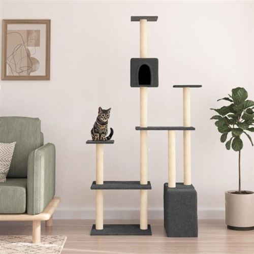 Meilleurs prix pour vidaXL Arbre à chat avec griffoirs en sisal Gris foncé 180 cm