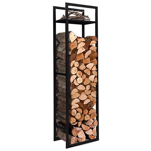 Porte bûches vertical intérieur 170 cm en métal noir