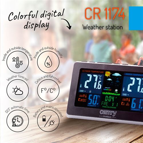 Station météo sans fil, horloge météo multifonctionnelle numérique avec  météo extérieure / température / bourdonnement