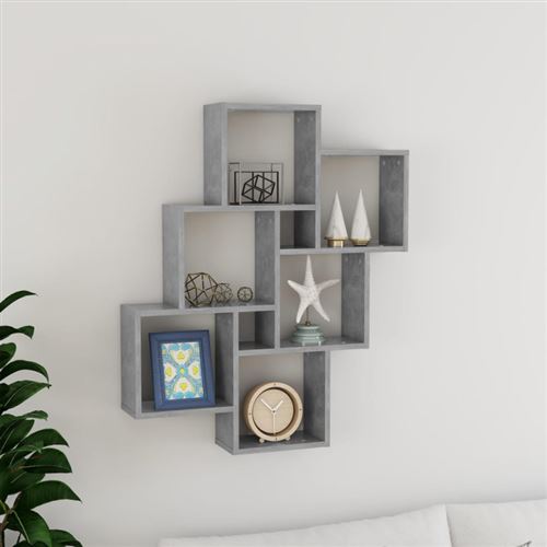 Mensola Parete Cubo Grigio Cemento 78x15x93cm Legno Multistrato - Vidaxl