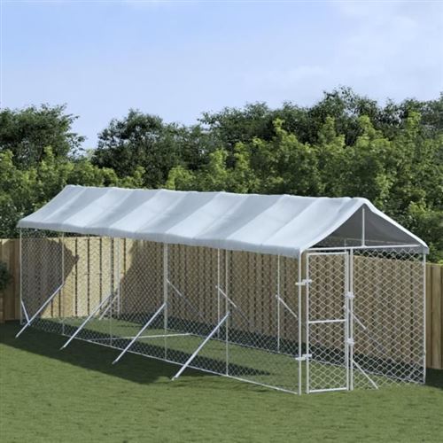 Comparer les prix de vidaXL Chenil d'extérieur pour chiens avec toit argenté 2x10x2,5 m, chenil pour chiens, cage pour chiens, cage pour animaux de compagnie, niche