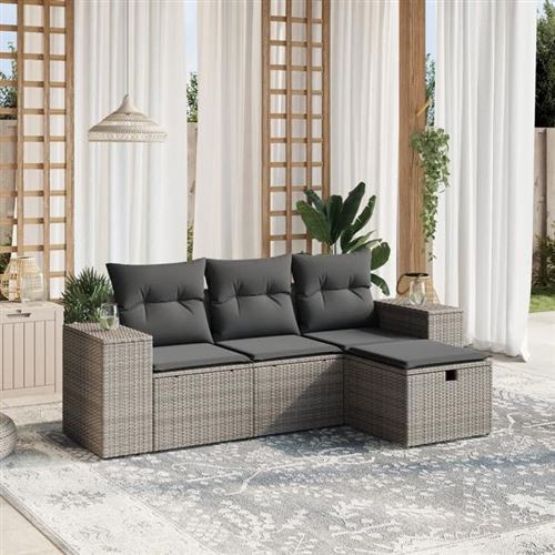 Non Communiqué Gris Salon De Jardin Modulable Vidaxl Rotin 4 Pieces 4 Personnes