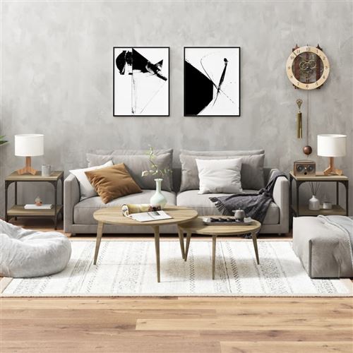 vidaXL - Table d'appoint - Set de 2 - Chêne Sonoma - 40x40x40 cm - Image 3