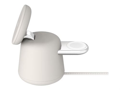 Belkin BoostCharge Pro 2-in-1 - Support de chargement sans fil - avec Qi2 + adaptateur secteur - 15 Watt - Fast Charge - sable