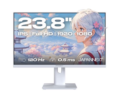 JAPANNEXT Ecran PC Gaming/Bureautique | 23,8" | IPS | FHD | 120Hz | Pastel Blanc
