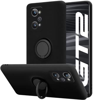 Coque pour Realme C21Y Silicone Noir avec Anneau Support Protection Antichoc - BOOLING - 1