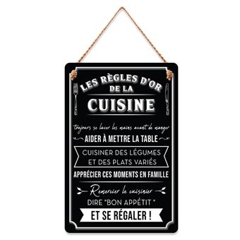 Plaque décorative - Les règles d'or de la cuisine - Métal - A suspendre - 20x30cm - 1