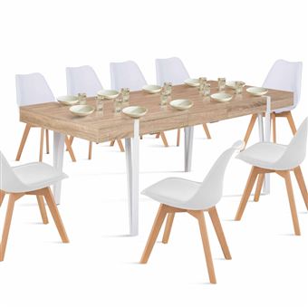 Table a manger extensible sans tiroir [en.casa] 10 personnes en bois 160 x 90 cm - 1