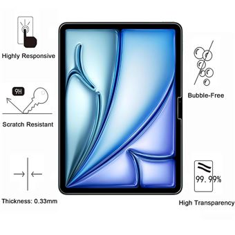 Protecteur écran Verre Trempé [Lot De 2] Pour IPad Air 13 M2 2024 - Dureté 9H, 0.33 Mm, Facile à Poser Sans Bulles Film Verre Trempé 9H Sans Bulles