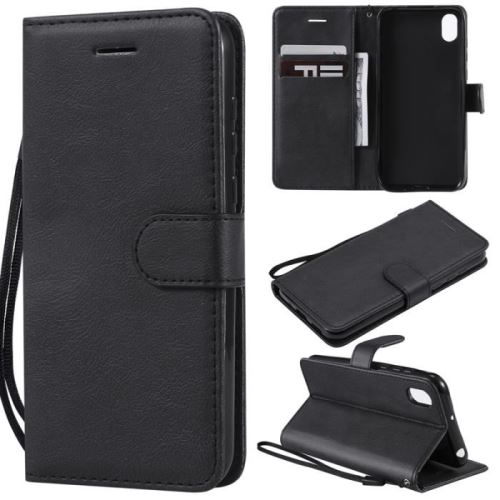 Housse Couleur unie Étui pour Huawei Y5 (2019) - Honor 8S 5.71; Noir Portefeuille Protection PU Cuir Flip Cover
