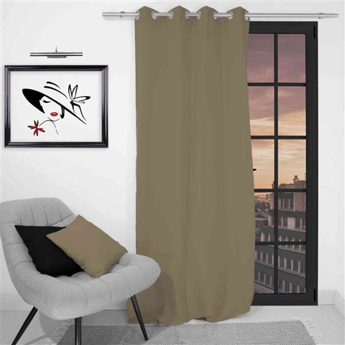 Rideau à oeillets infroissable Alix - 135 x 250 cm - Taupe