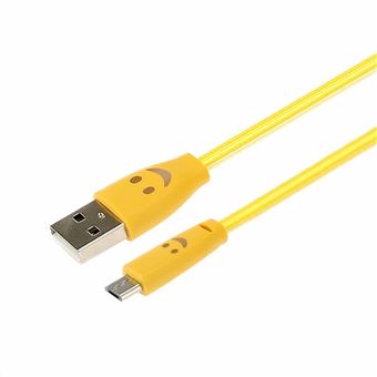 Cable Smiley Micro USB pour Manette Playstation 4 PS4 LED Lumiere Chargeur USB Smartphone Connecteur (JAUNE) - 1