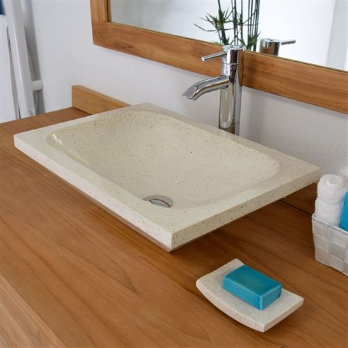 Vasque à poser en terrazzo crème, Quadra