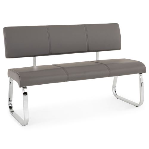 Banc design avec dossier VILAS, en synth&eacute;tique gris