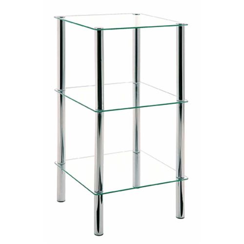 Etagère 3 niveaux acier chromé/Verre trempé L39xP39xH77cm KINIKO GLASS