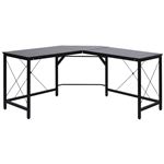 Bureau d'angle bureau informatique design moderne métal MDF imitation bois noir