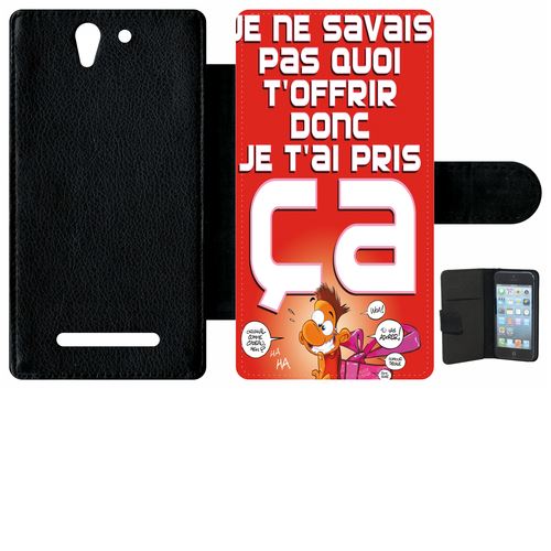 Étui Porte Feuille Sony Xperia C3 Et C3 Dual Cadeau